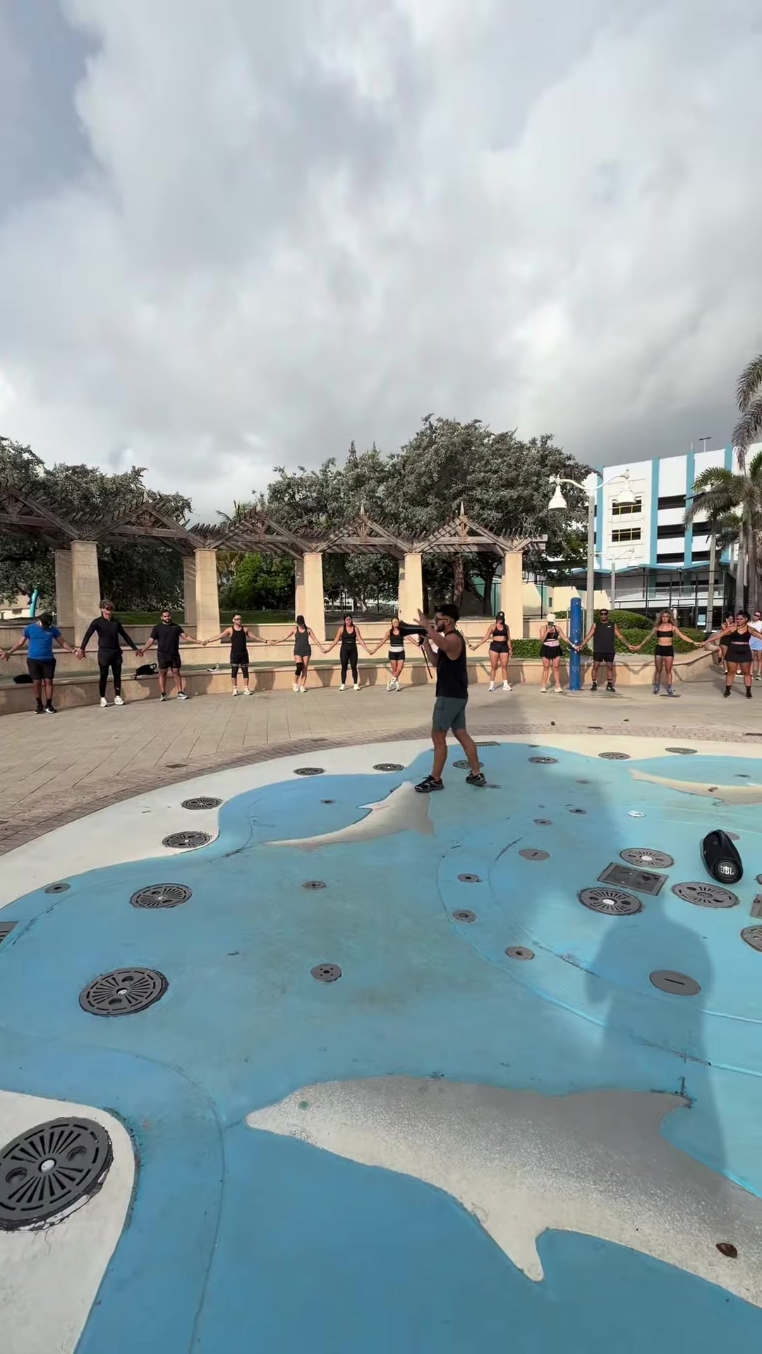 Pre-run circle at the plaza